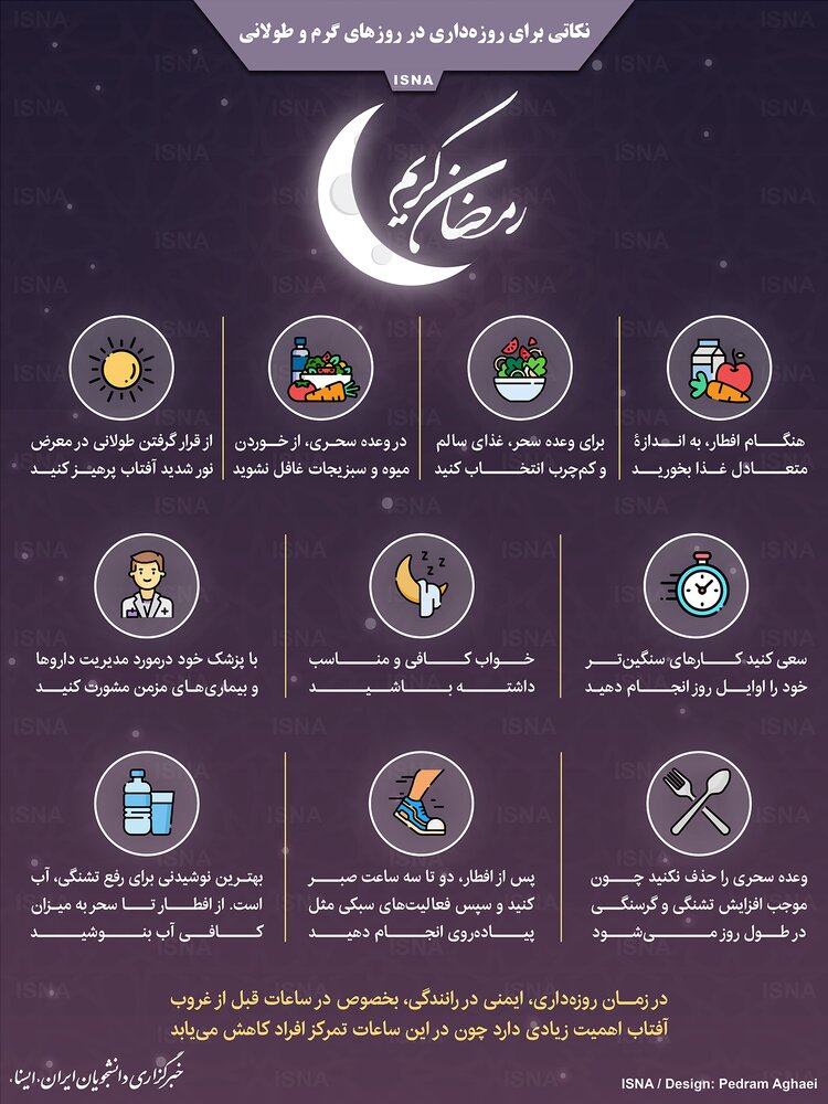 اینفوگرافیک / نکاتی برای روزهداری در روزهای گرم و طولانی