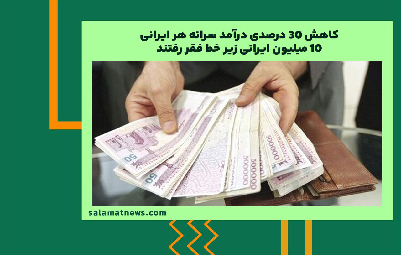 کاهش 30 درصدی درآمد سرانه هر ایرانی/۱۰ میلیون ایرانی زیر خط فقر رفتند