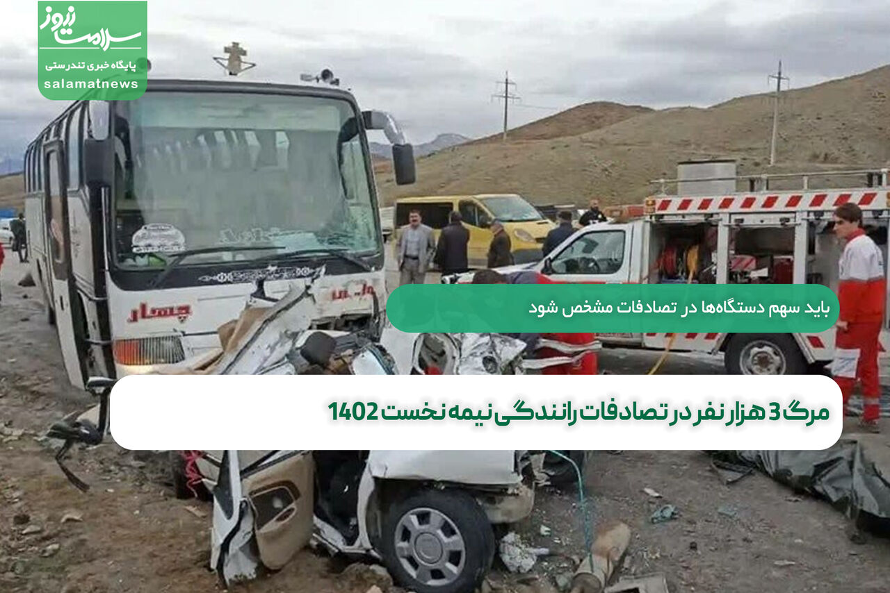 مرگ ۳ هزار نفر در تصادفات رانندگی نیمه نخست ۱۴۰۲  مرگ ۳ هزار نفر در تصادفات رانندگی نیمه نخست ۱۴۰۲