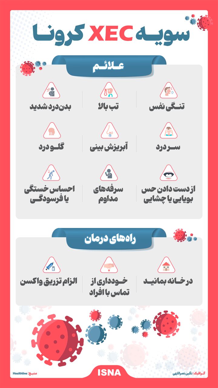 اینفوگرافیک سویه جدید کرونا با نام «XEC»