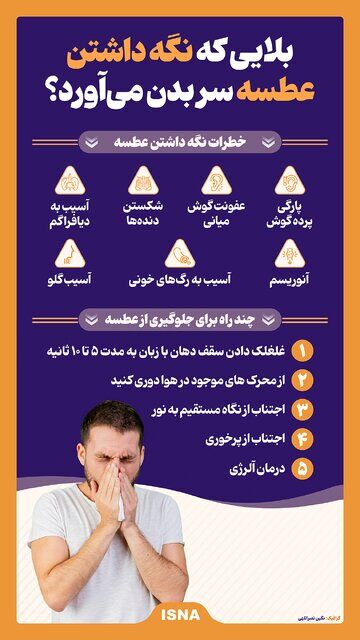 اینفوگرافیک: بلایی که نگه داشتن عطسه سر بدن میآورد