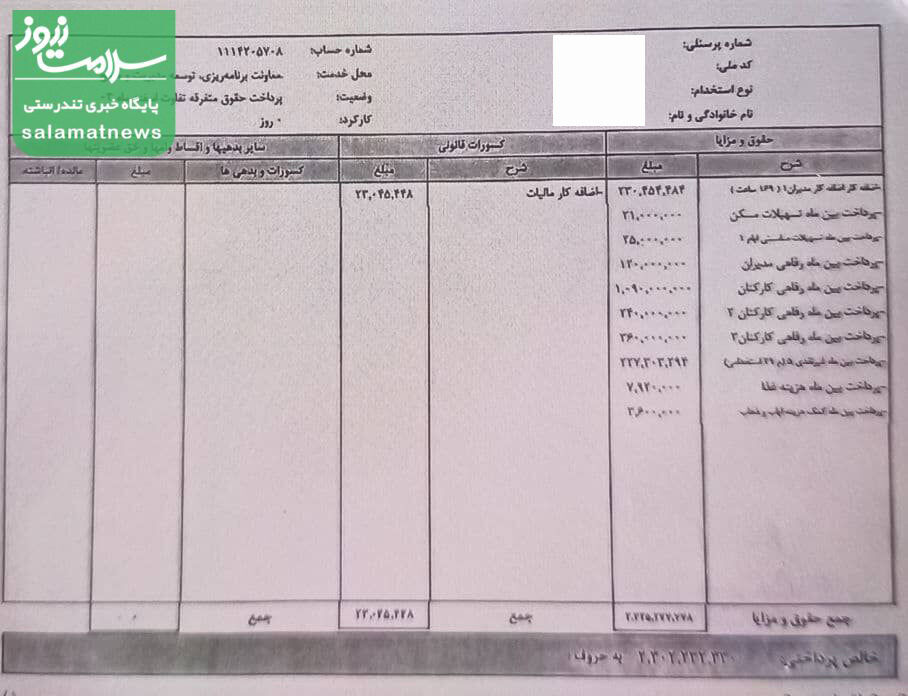 حقوق های نجومی در سازمان منابع طبیعی کشور  