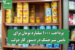 پرداخت ۱۰۰۰ میلیارد تومان برای تأمین شیرخشک در دستور کار دولت