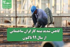 کاهش شدید بیمه کارگران ساختمانی از سال ۹۹ تاکنون