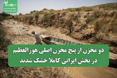 دو مخزن از پنج مخزن اصلی هورالعظیم در بخش ایرانی کاملاً خشک شدند