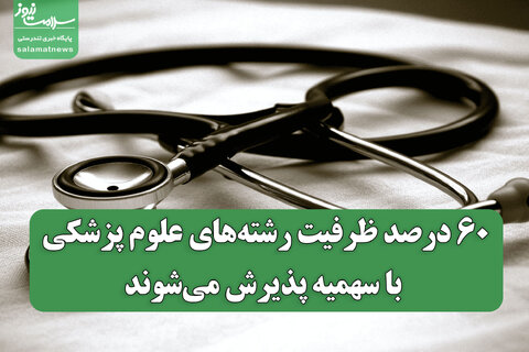 ۶۰ درصد ظرفیت رشته‌های علوم پزشکی با سهمیه پذیرش می‌شوند