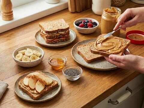 طرز تهیه ساندویچ سالم با کره بادام زمینی