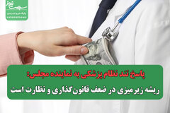 پاسخ تند نظام پزشکی به نماینده مجلس: ریشه زیرمیزی در ضعف قانون‌گذاری و نظارت است