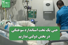 حتی یک تخت استاندارد سوختگی در بخش دولتی نداریم