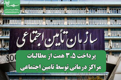 پرداخت ۳.۵ همت از مطالبات مراکز درمانی توسط تامین اجتماعی
