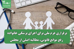 برقراری عزم ملی برای اجرای پزشکی خانواده / رفع موانع قانونی، مطالبه اصلی از مجلس