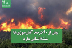 بیش از ۹۰ درصد آتش‌سوزی‌ها منشا انسانی دارد