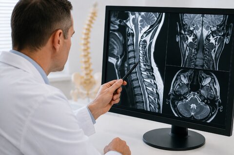 دیسک گردن و فشار بر نخاع؛ نقش معاینه عصبی و MRI در تصمیم‌گیری درمانی