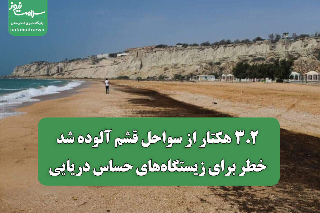 ۳.۲ هکتار از سواحل قشم آلوده شد/ خطر برای زیستگاه‌های حساس دریایی