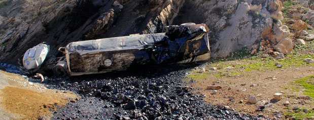 فاجعه واژگونی ۱۸۶ تانکر حامل سوخت طی ده سال برای محیط زیست کردستان