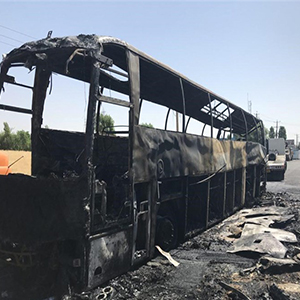 اتوبوس مسافربری تهران &ndash; مریوان در آتش سوخت