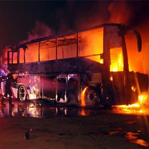 ١١ کشته در حریق مرگبار تصادف اتوبوس و تانکر سوخت در کردستان