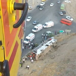 واژگونى اتوبوس در آزادراه کرج-قزوین/ 2 کشته و 25 مصدوم